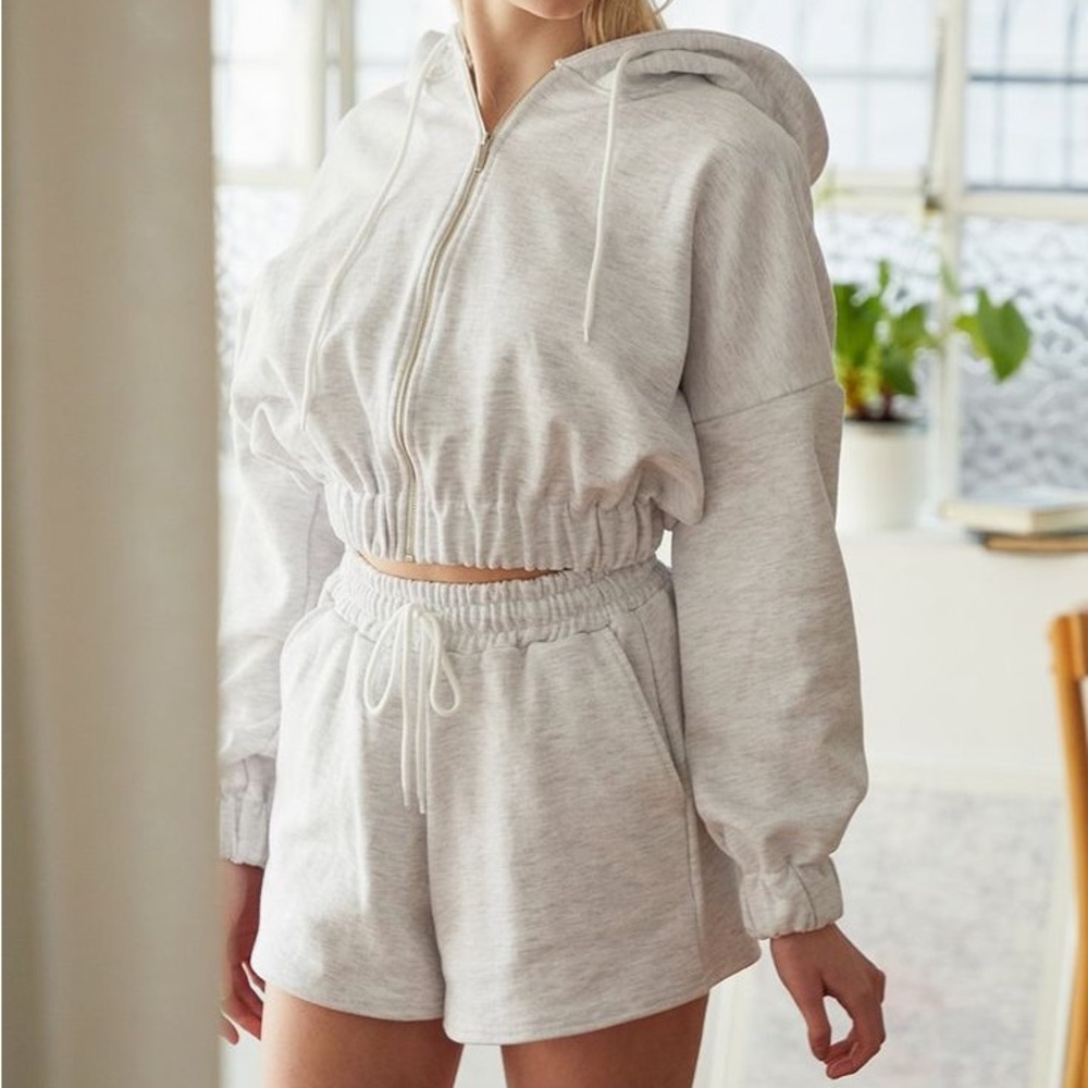 Cozy Gray Hoodie and Shorts Set Storets